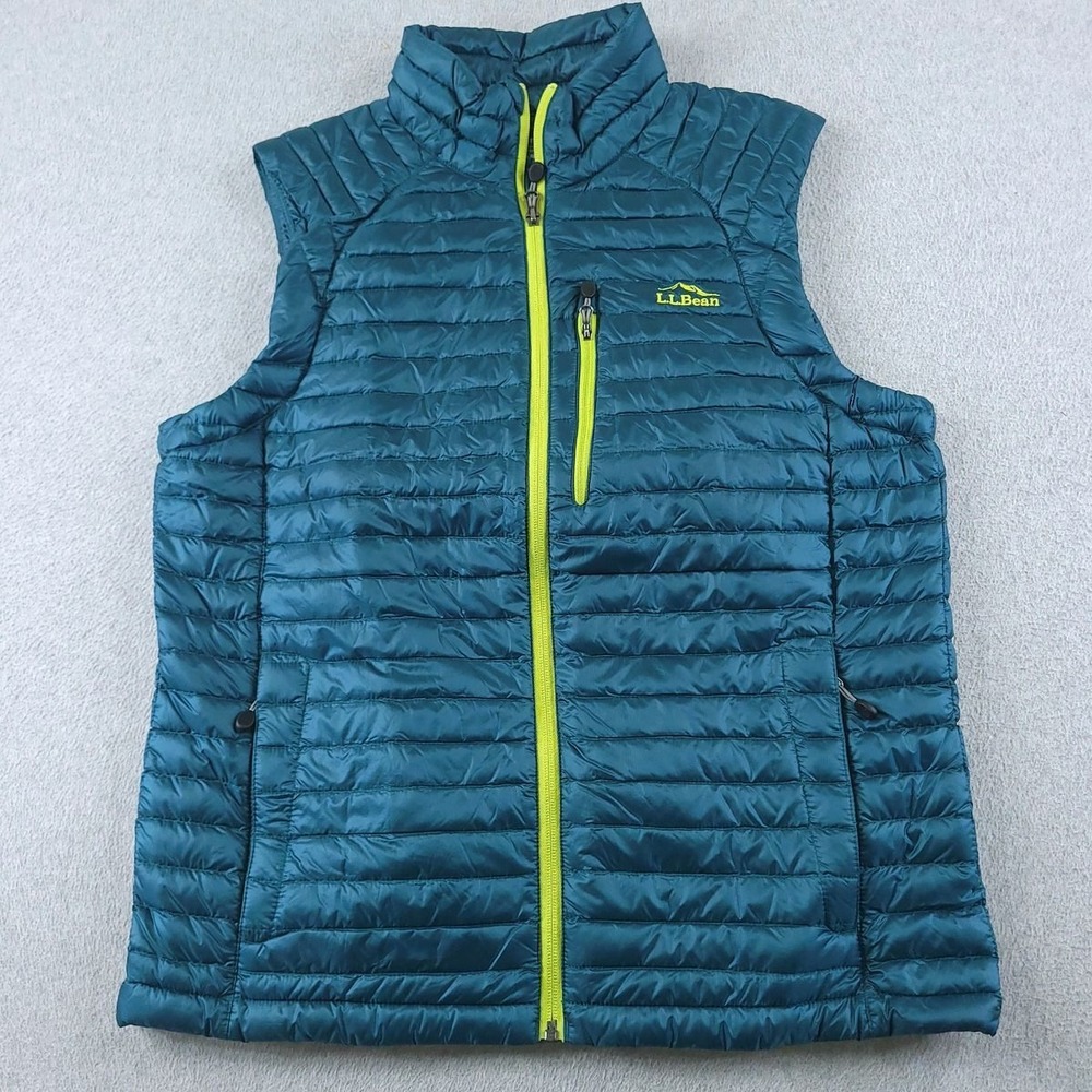 LL Bean Ultra Light Down Vest Womens Small Teal Blue DownTek Packable 295908